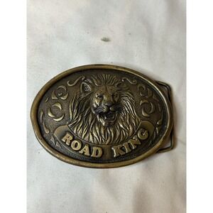 Truckstop King of the Road Brass Belt Buckle  1970s Trucker 76 World Leader